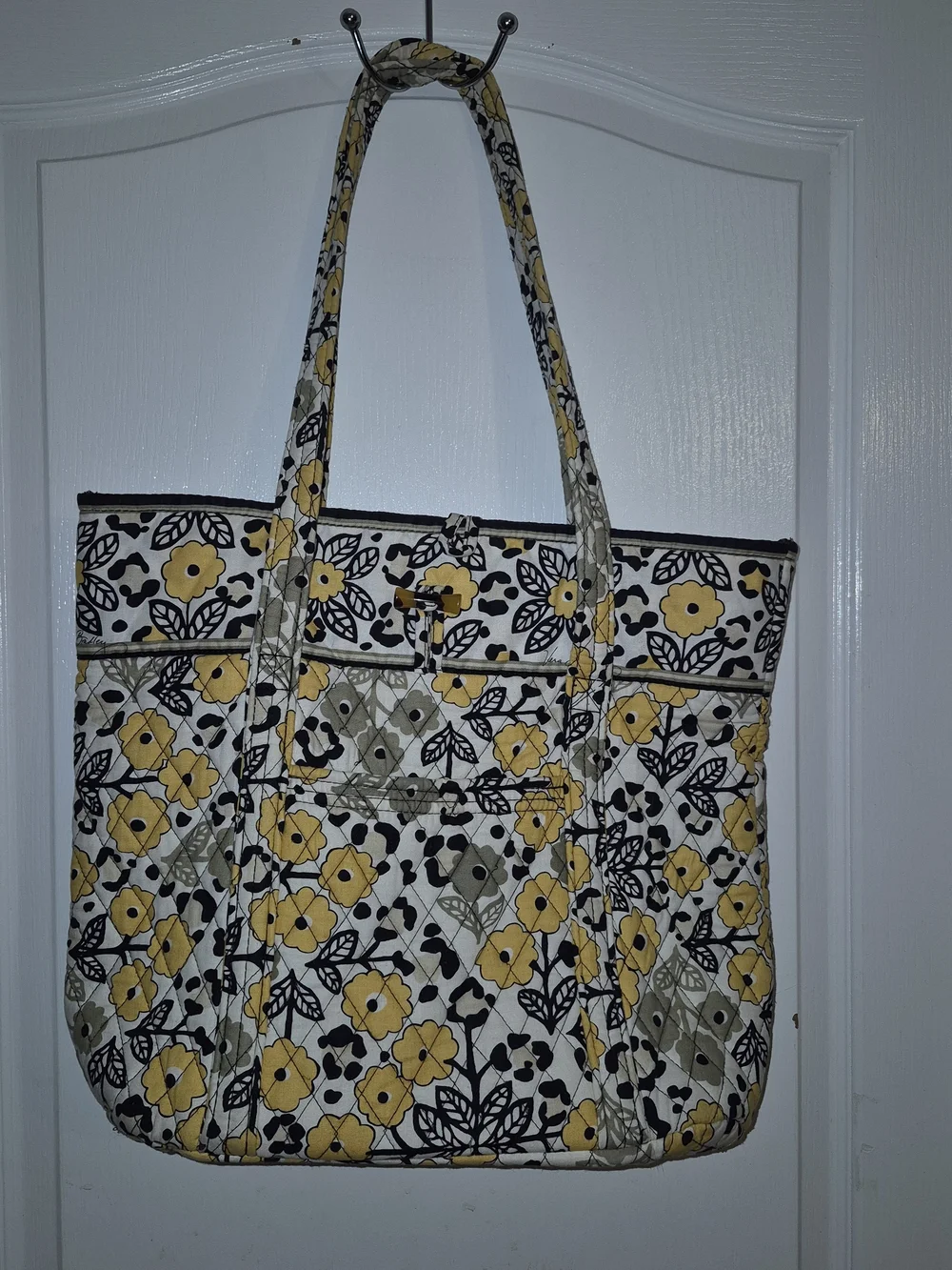 Vera Bradley Yellow and Black Quilted Floral Tote